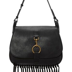 Lucky Brand Fringe Black Leather Shoulder Bag